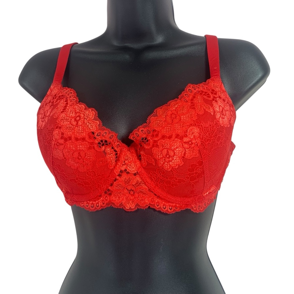 LE SENZA lighly padded Elegant Red Lace Bra 32D